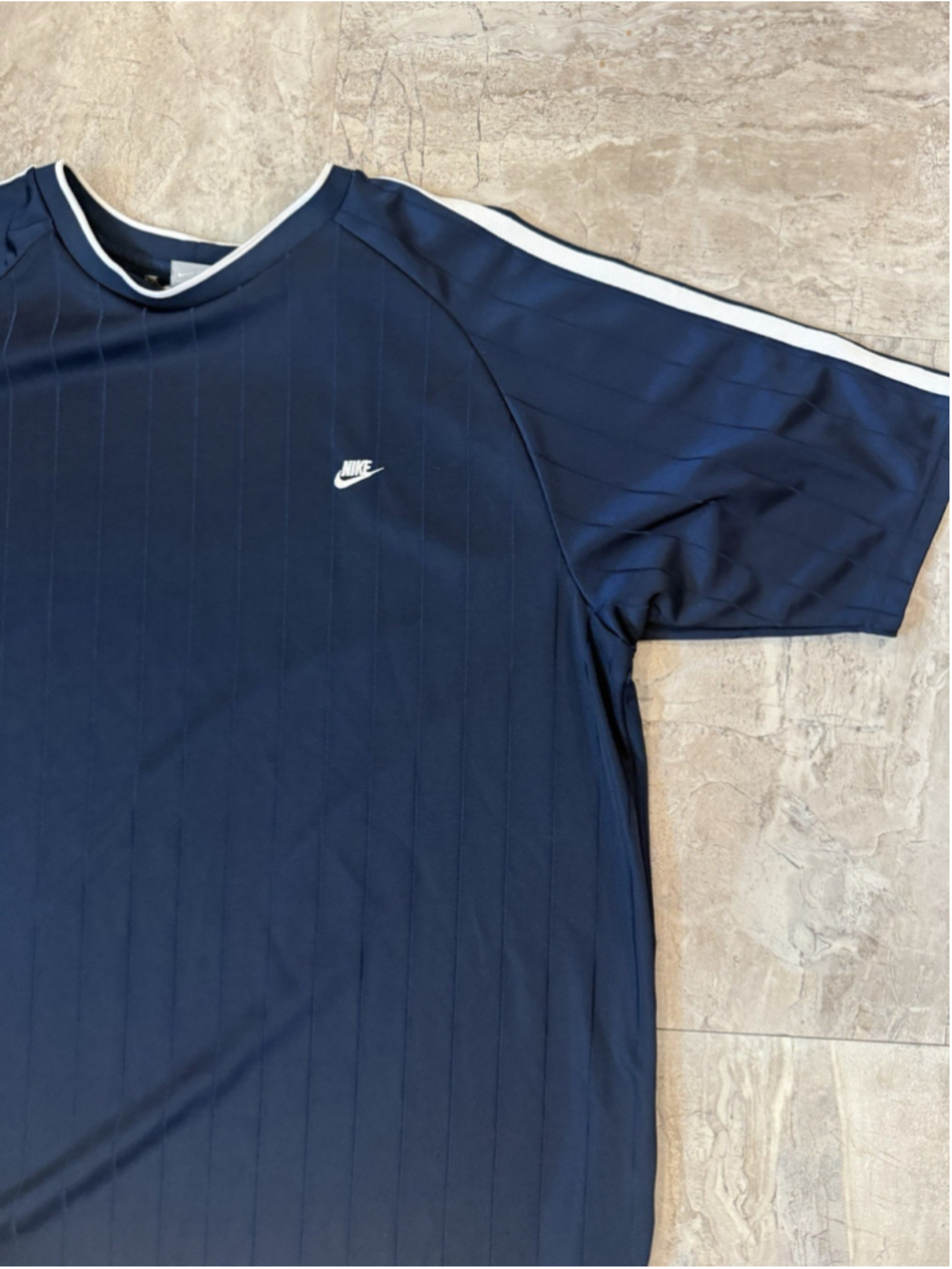 VTG Y2K Nike Navy Grey Tag Jersey T-Shirt Men's XL Embroidered Blue Logo